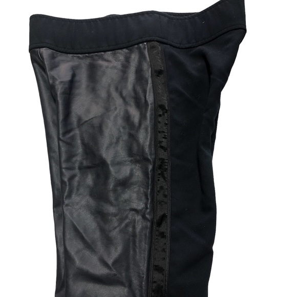 Club Monaco Women’s Tuxedo Faux Leather Navy Pant Pull On Wide Band Sz 6 - Picture 3 of 5